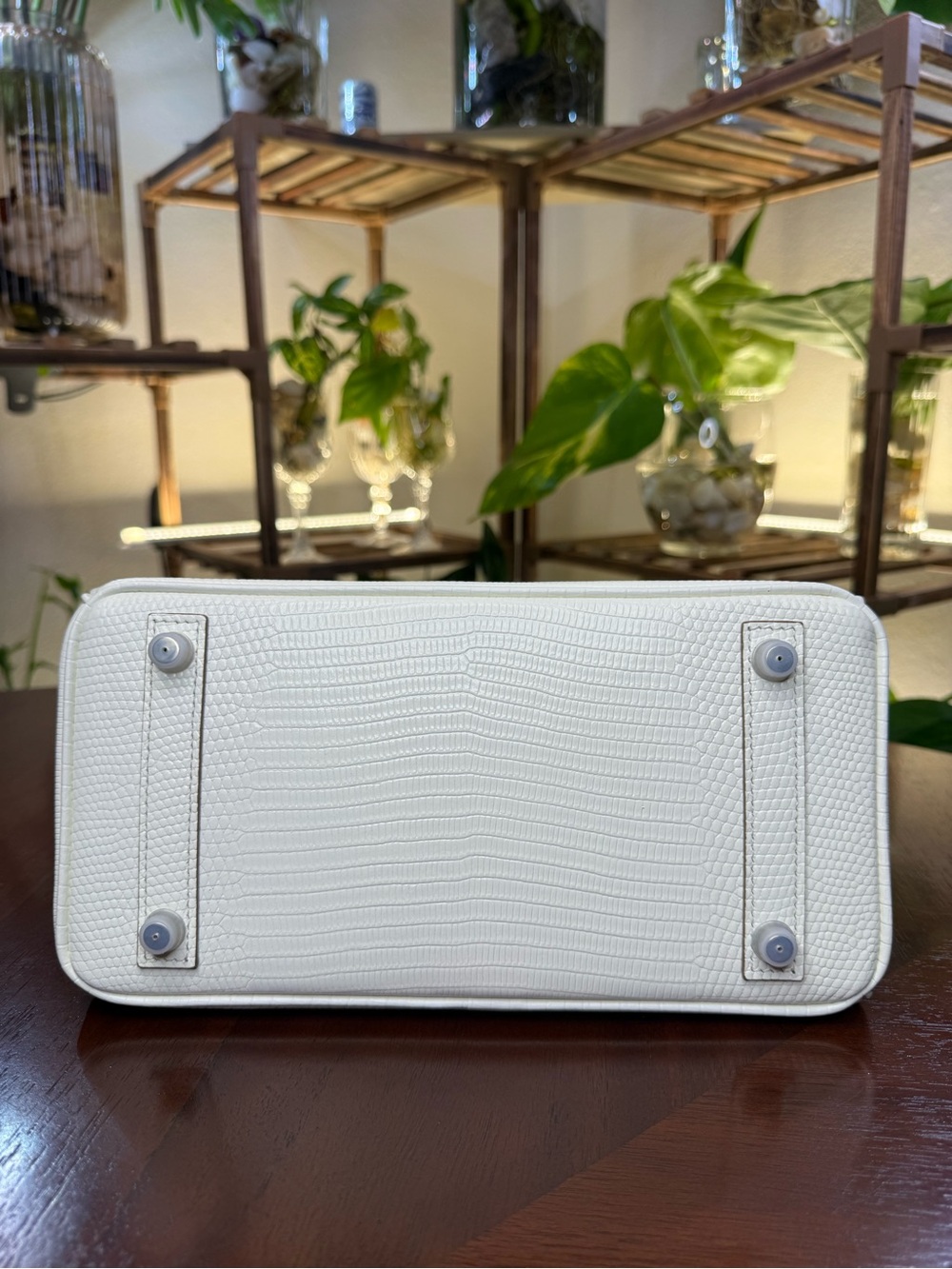 Natural Leather Unbranded 25cm White Reptile-Embossed Top-Handle Handbag - Picture 4 of 8